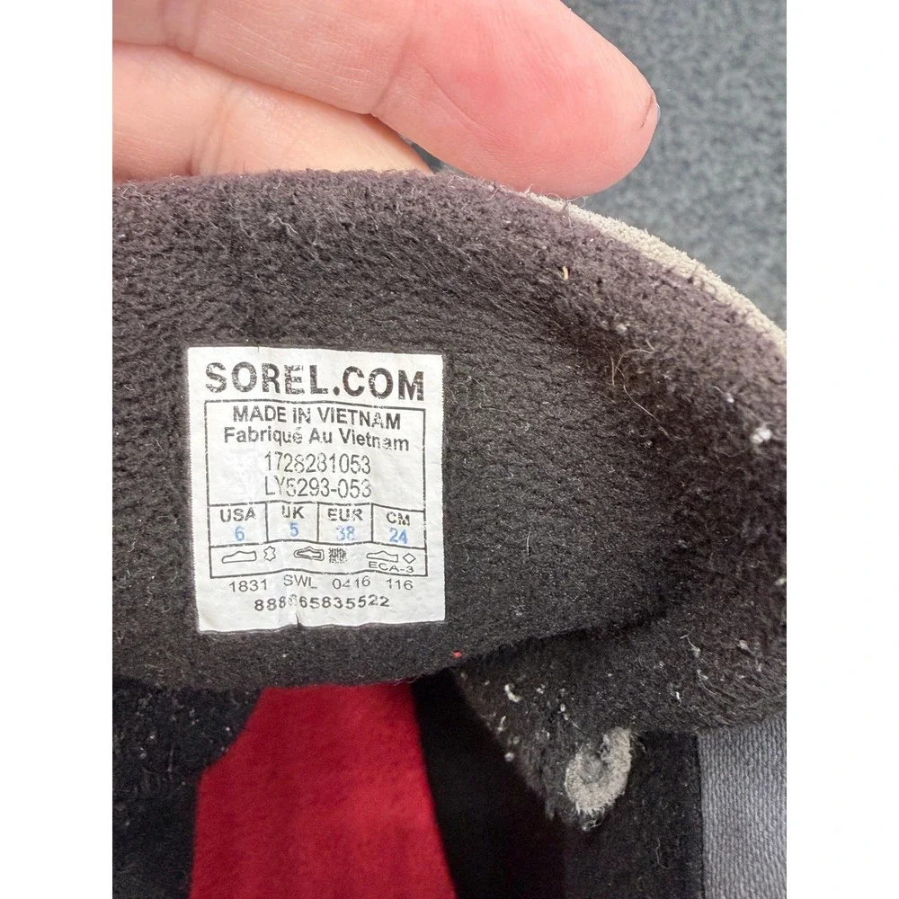 Sorel Waterproof Duck Boots Gray Black Red Suede Rubber Lace Up Winter Boots